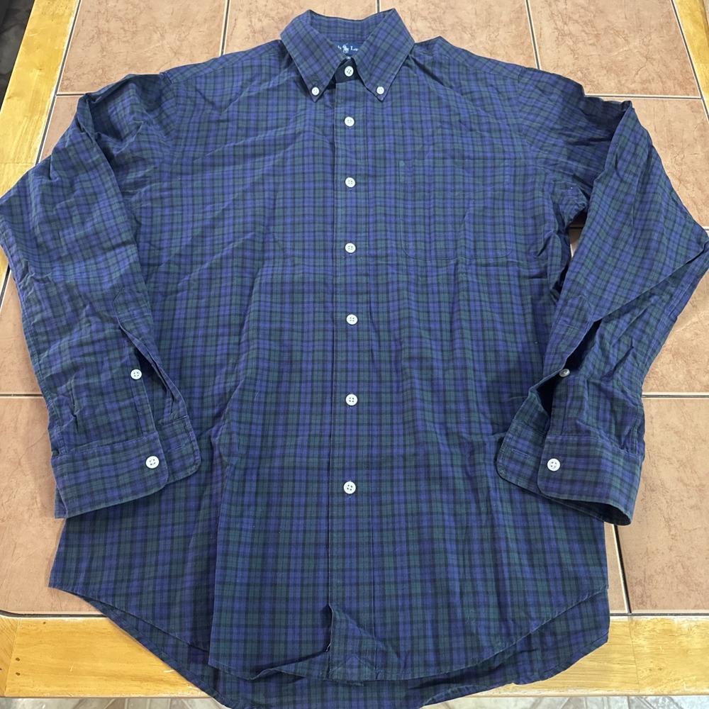 Ralph Lauren Shirt Sz M Purple Green Plaid Button Down Custom Slim Fit No‎ Pony